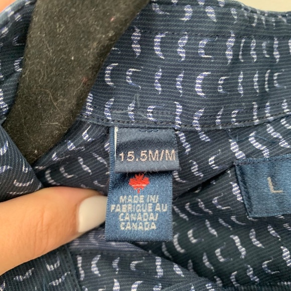 Lipson Men's Navy Dress Shirt with mini moustaches! Size 15.5" M - Picture 3 of 3